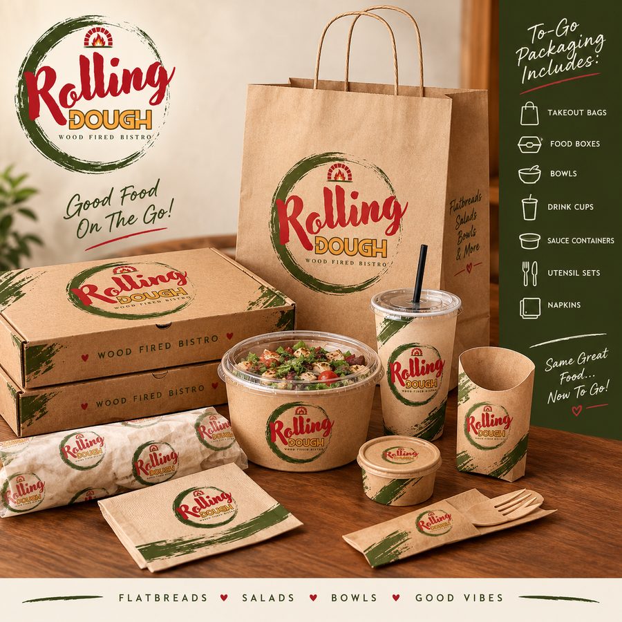 Branded takeout packaging set