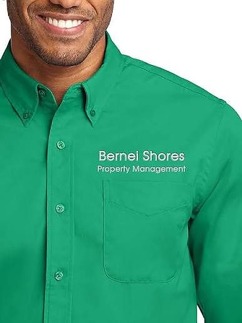 Branded button-down work shirts