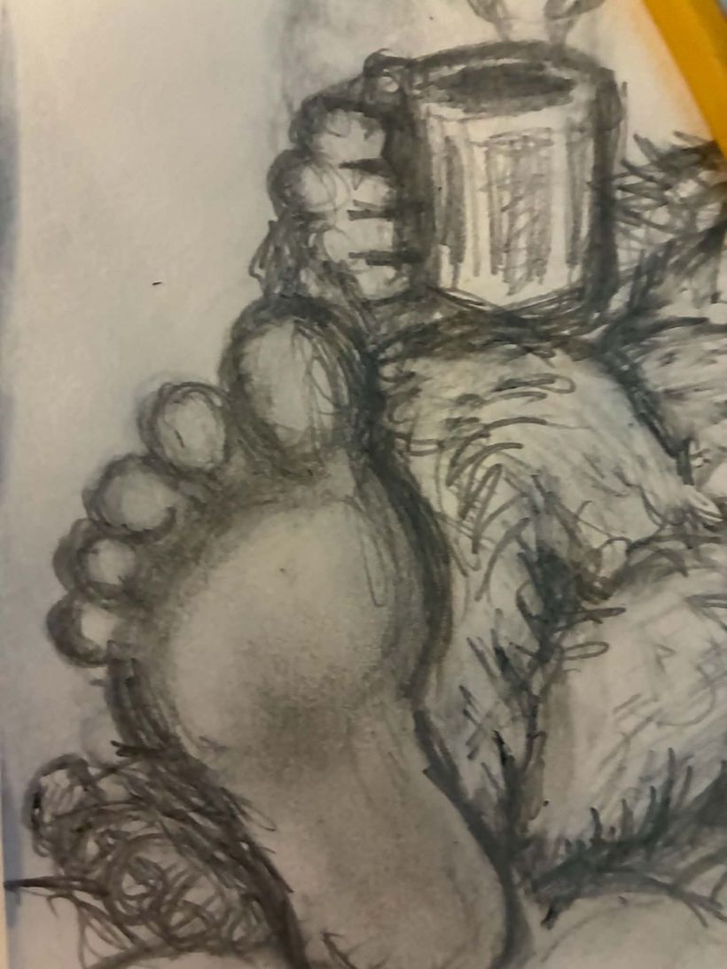 Hand drawn pencil study of both feet
