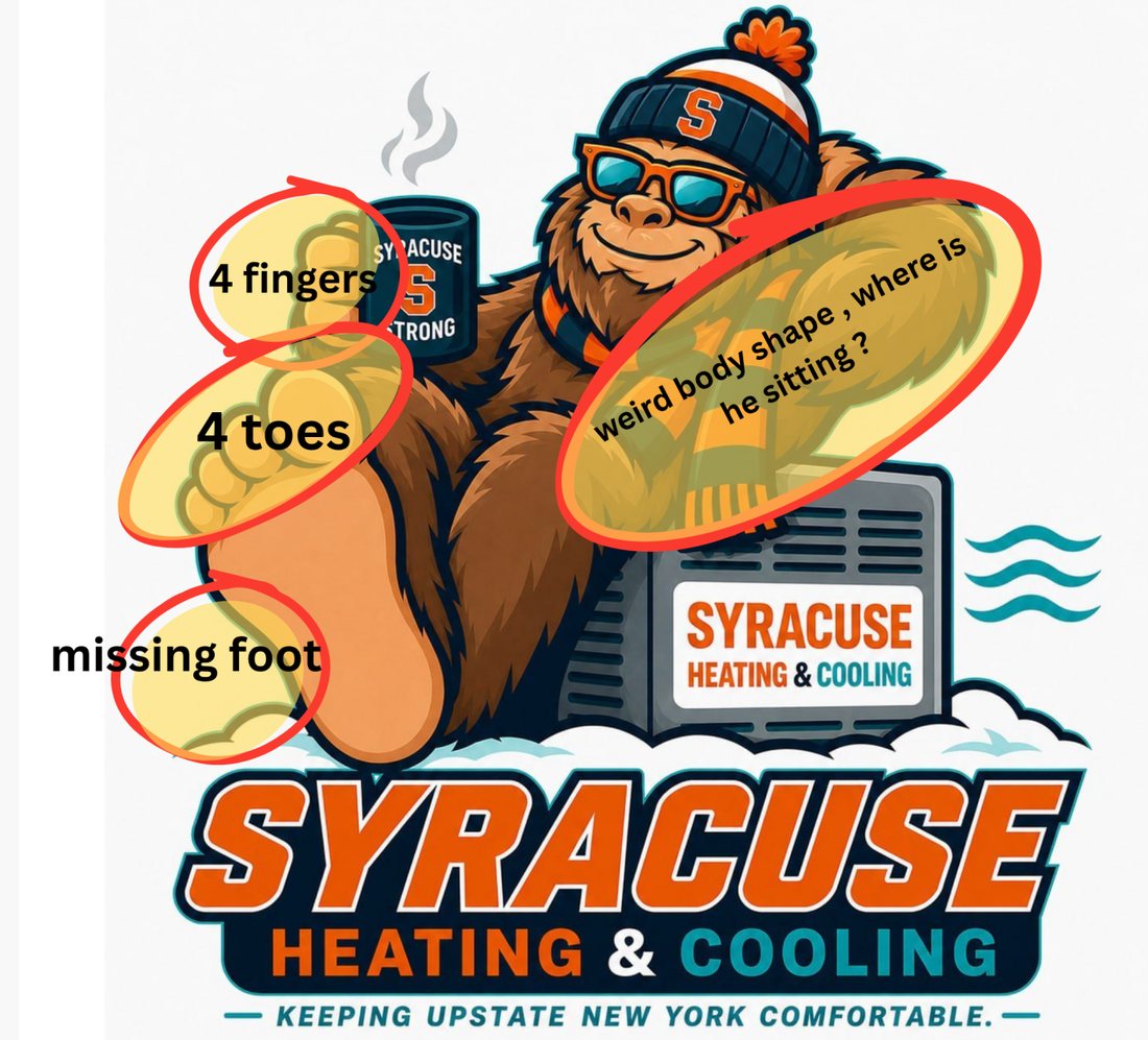 The same mascot with every problem circled